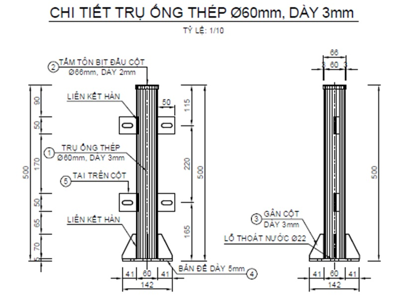 Phân tích chi tiết phần cột trụ lưới chống chói
