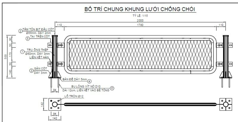 Tham khảo bản vẽ lưới chống chói