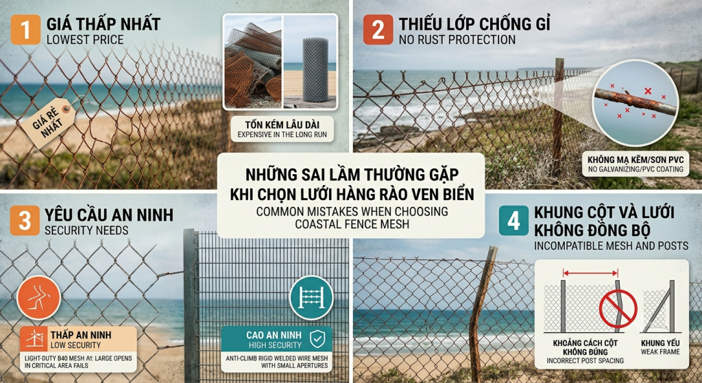 Ví dụ khi chọn lưới hàng rào không phù hợp