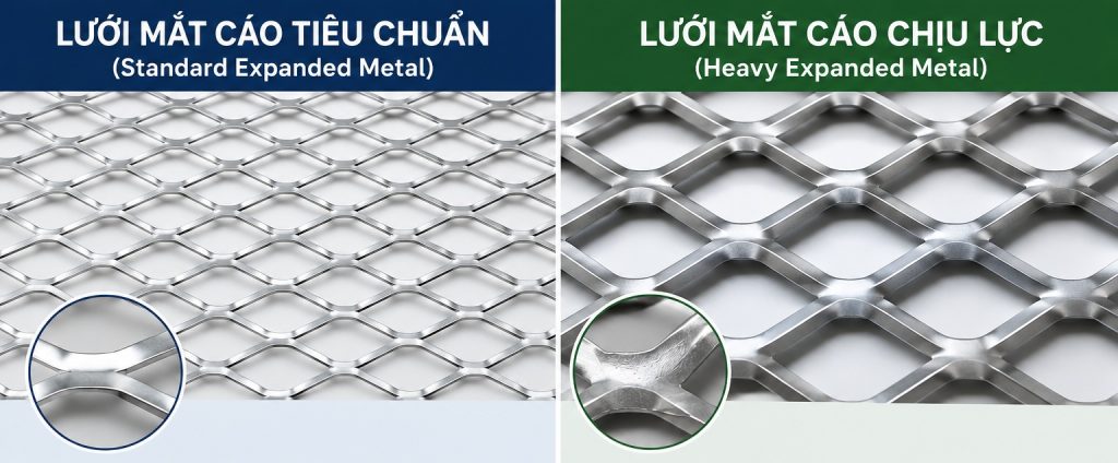 Phân loại lưới mắt cáo theo độ dày và khả năng chịu tải